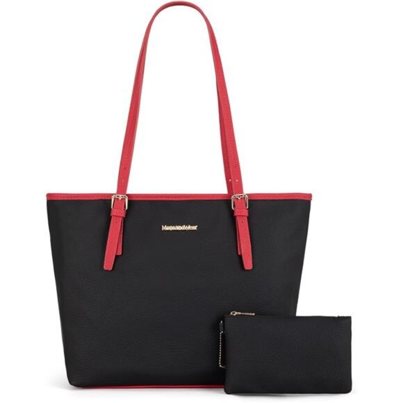 Tote Bags Vegan Leather Purses and Handbags for Women *5-black-red - Picture 1 of 6